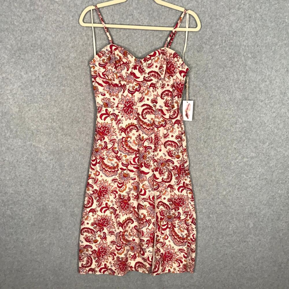 Jessica Simpson Paisley Corset Midi Dress Small Red Cottage Coquette Feminine